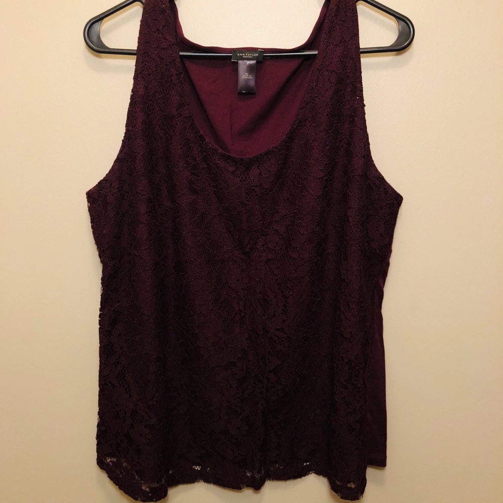 Ann Taylor Burgundy Wine Lace Tank